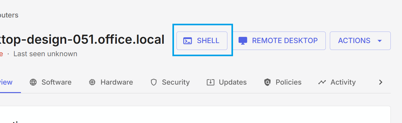 Accessing the shell console